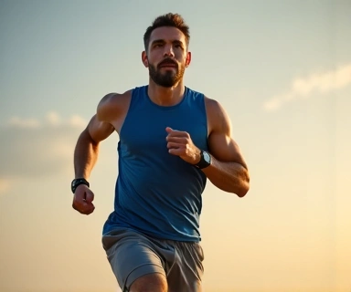 A strong, healthy man in motion, symbolizing effectiveness and vitality.