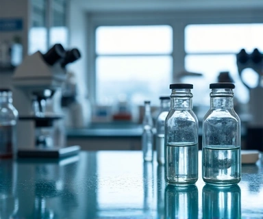 A laboratory setting with glassware and scientific equipment, representing safety and quality control.