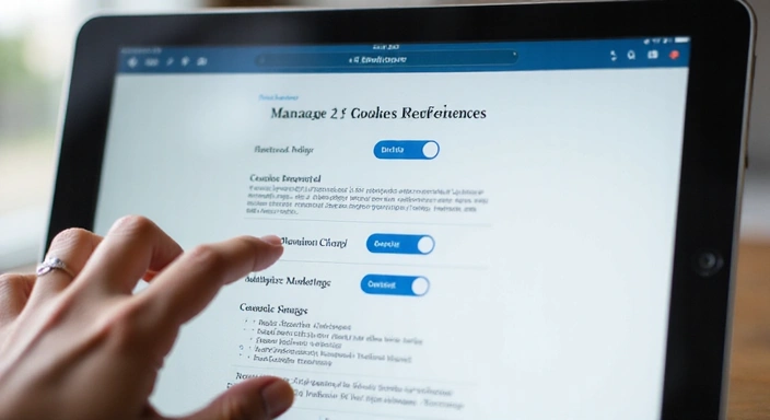 User managing cookie preferences on a digital interface