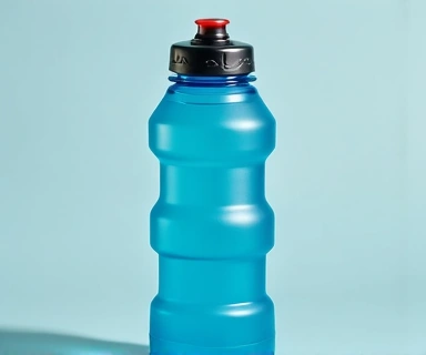 Larawan ng isang sports water bottle, ergonomically dinisenyo para sa madaling paghawak habang nag-eehersisyo. May leak-proof cap at malinaw na kulay.